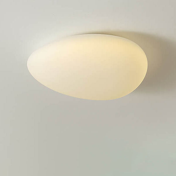 Nordic Minimalist Cobblestone PE Lampshade LED Flush-Mount Ceiling Light, Modern & Energy-Efficient