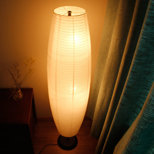 Nordic Minimalist Rice Paper Column Floor Lamp, 2-Light Standing Lamp