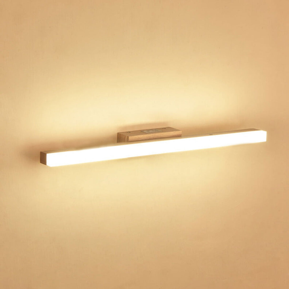 Nordic Minimalist Wooden Long-Strip Vanity Light – LED Wall Sconce Lamp