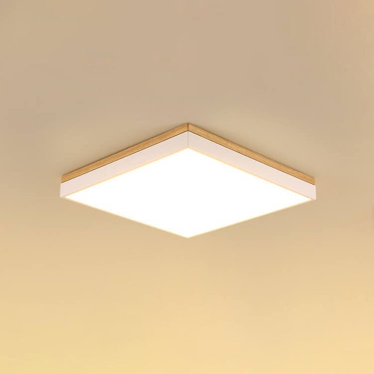 Nordic Solid Wood LED Flush-Mount Ceiling Light β Minimalist Square/Rectangular Design