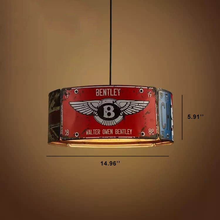 Retro Metal License Plate 3-Light Chandelier - Creative Vintage Style