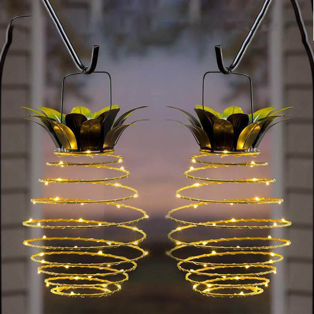 Solar Pineapple Iron Lantern with LED Copper Wire Lights – Outdoor Waterproof Hanging Garden Decor