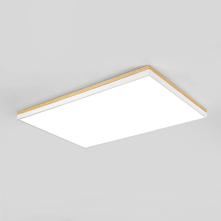 Nordic Solid Wood LED Flush-Mount Ceiling Light β Minimalist Square/Rectangular Design