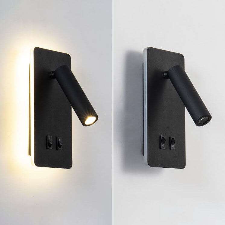 Nordic Minimalist Square LED Reading Wall Sconce with Rotatable Spotlight