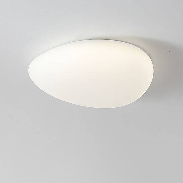 Nordic Minimalist Cobblestone PE Lampshade LED Flush-Mount Ceiling Light, Modern & Energy-Efficient