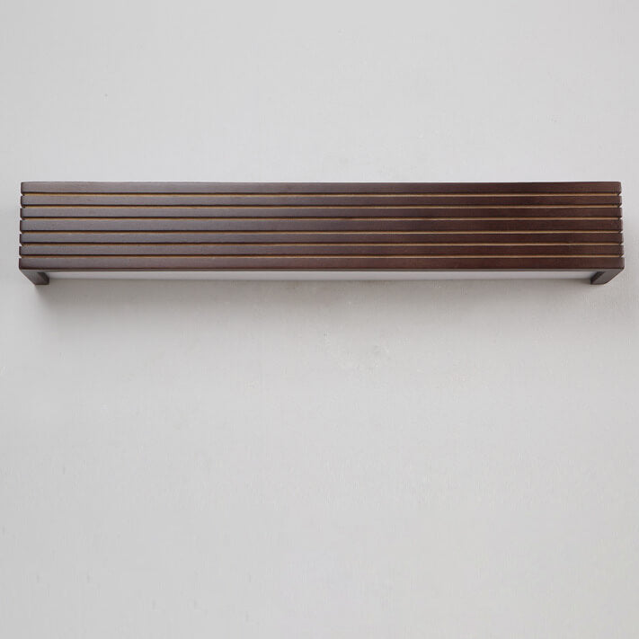 Elegant Modern Chinese Walnut Square Bar Vanity LED Wall Sconce Lamp for Bathroom