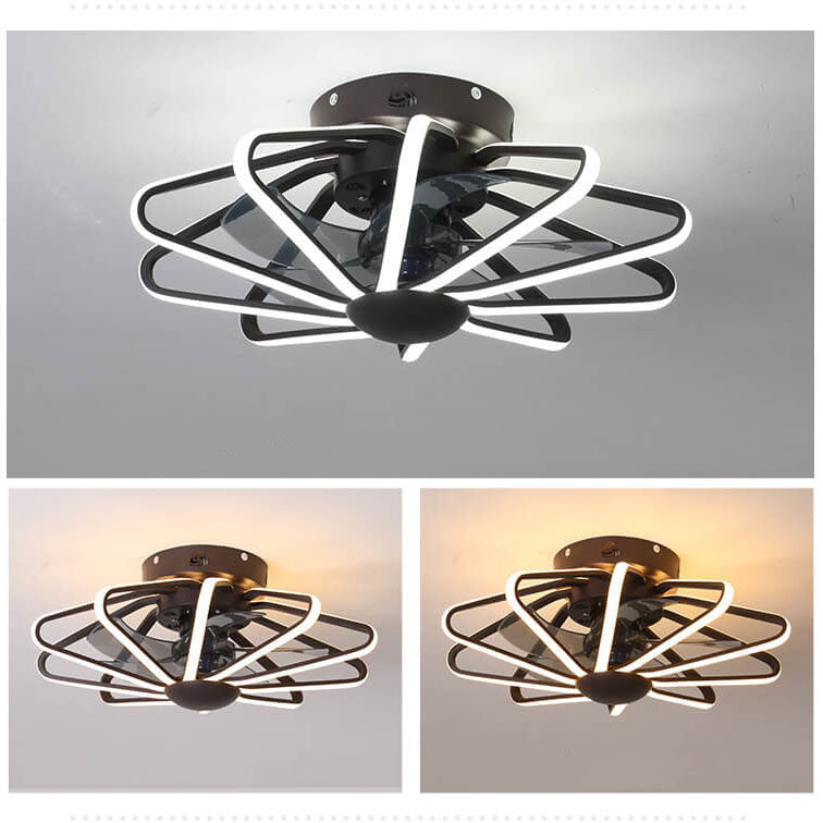 Nordic Cage-Style LED Ceiling Fan Light, Semi-Flush Mount Fixture