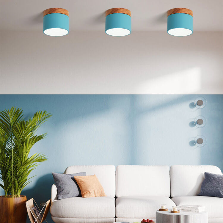 Chic Scandinavian Macaroon Solid Color LED Flush-Mount Ceiling Light