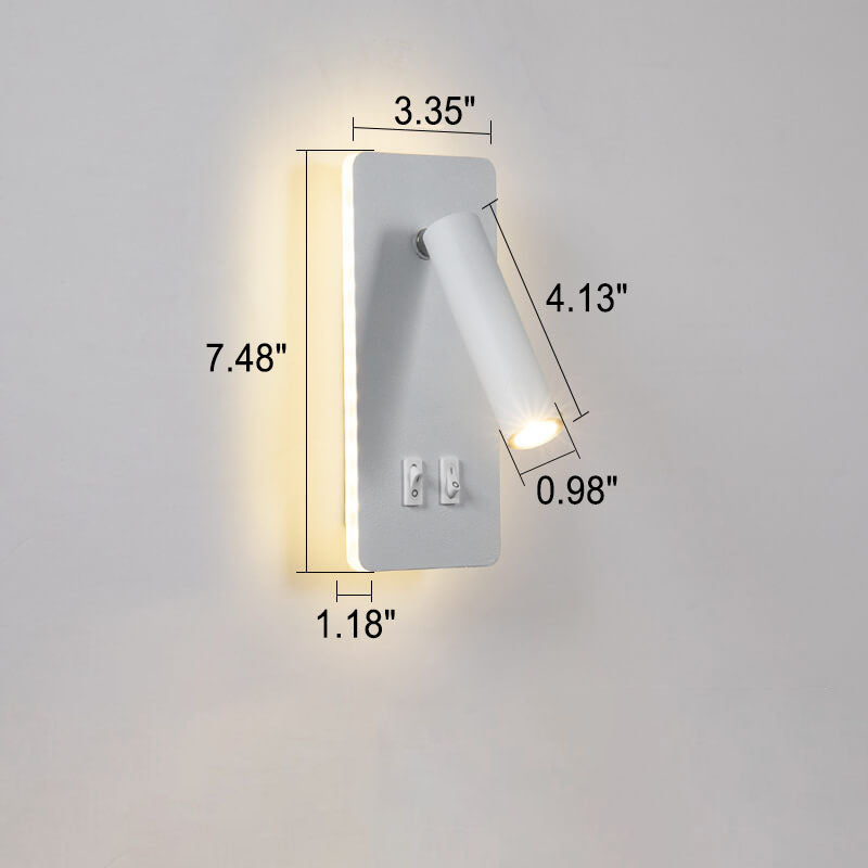 Nordic Minimalist Square LED Reading Wall Sconce with Rotatable Spotlight