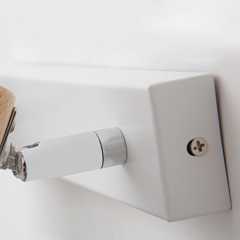 Modern Minimalist Horn-Accented Vanity Wall Sconce Lamp - Rubber Wood, Iron & Glass, One-Light