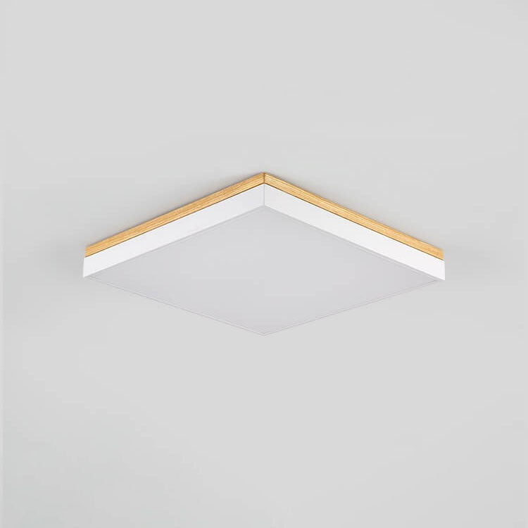 Nordic Solid Wood LED Flush-Mount Ceiling Light β Minimalist Square/Rectangular Design