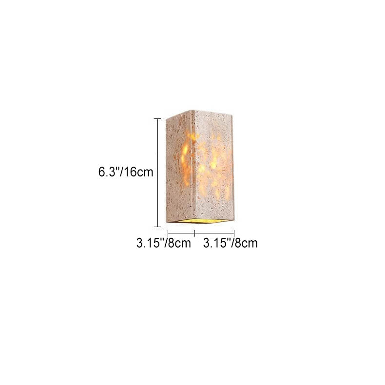 Yellow Travertine LED Wall Sconce – Modern Minimalist, Square-Rectangular Design for Outdoor Patio