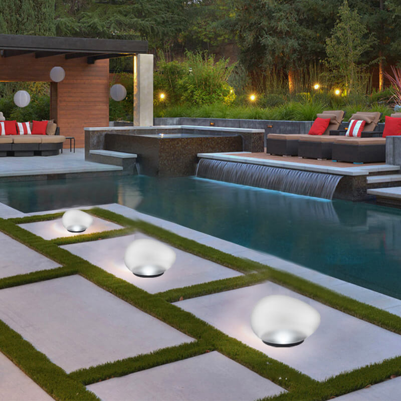 Solar Pebble LED Outdoor Landscape Light with ABS Sandblasted Glass – Durable, Weatherproof Garden Path Lighting