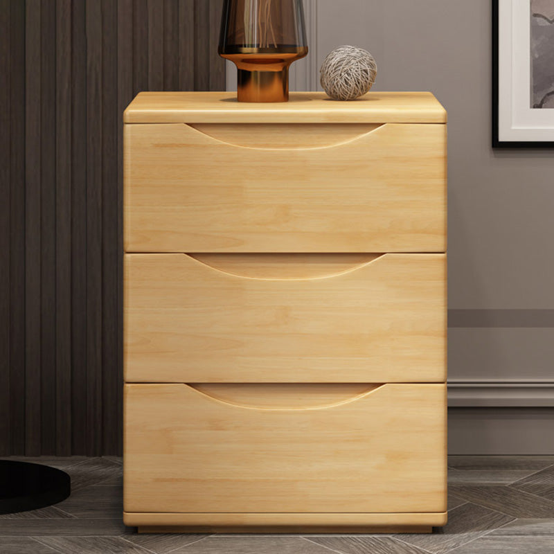 Traditional Japanese-Style Rectangular Nightstand with Rubber Wood & Metal – 2/3-Drawer Bedside Table