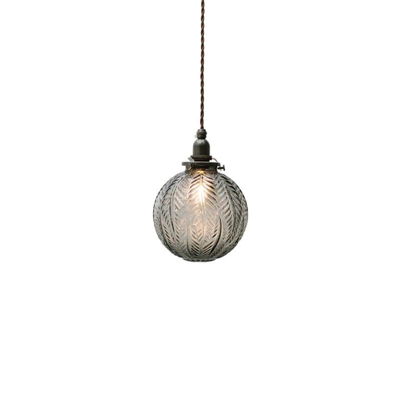 Retro Lotus-Textured Glass Globe Pendant Light, 1-Light