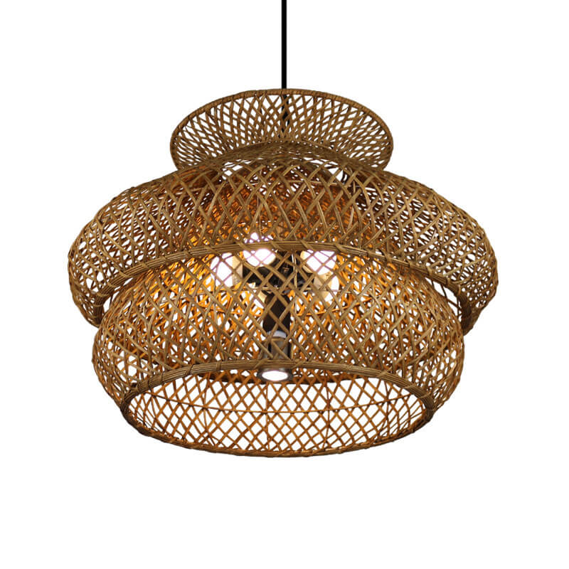 Retro Rattan Weaving 3-Tier Chandelier – 4- or 6-Light Fixture