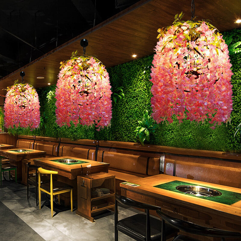 Industrial Colorful Flower Globe Chandeliers - 1/3/5-Light Options