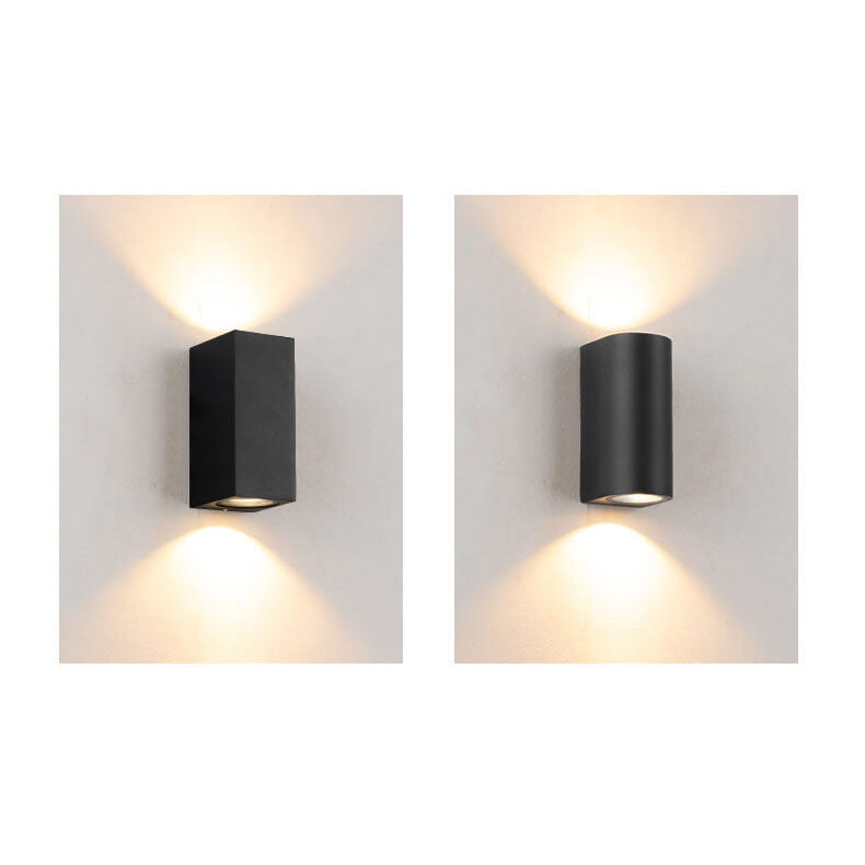 Sleek Modern Outdoor 2‑Light Wall Sconce with Glass Cylinder Shade — Waterproof Aluminum Lamp
