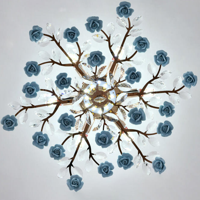 Modern Luxury Rose Iron & Ceramic Crystal Chandelier – 6/7/8-Light Options