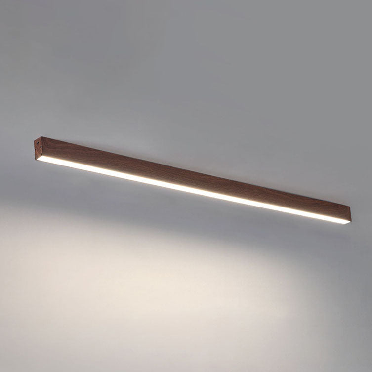Sleek Modern Minimalist Wood-Grain Aluminum LED Flush-Mount Ceiling Light