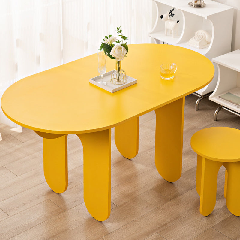 Sleek Modern Minimalist Oval Density-Plate Dining Table & Chair Set for Dining Room