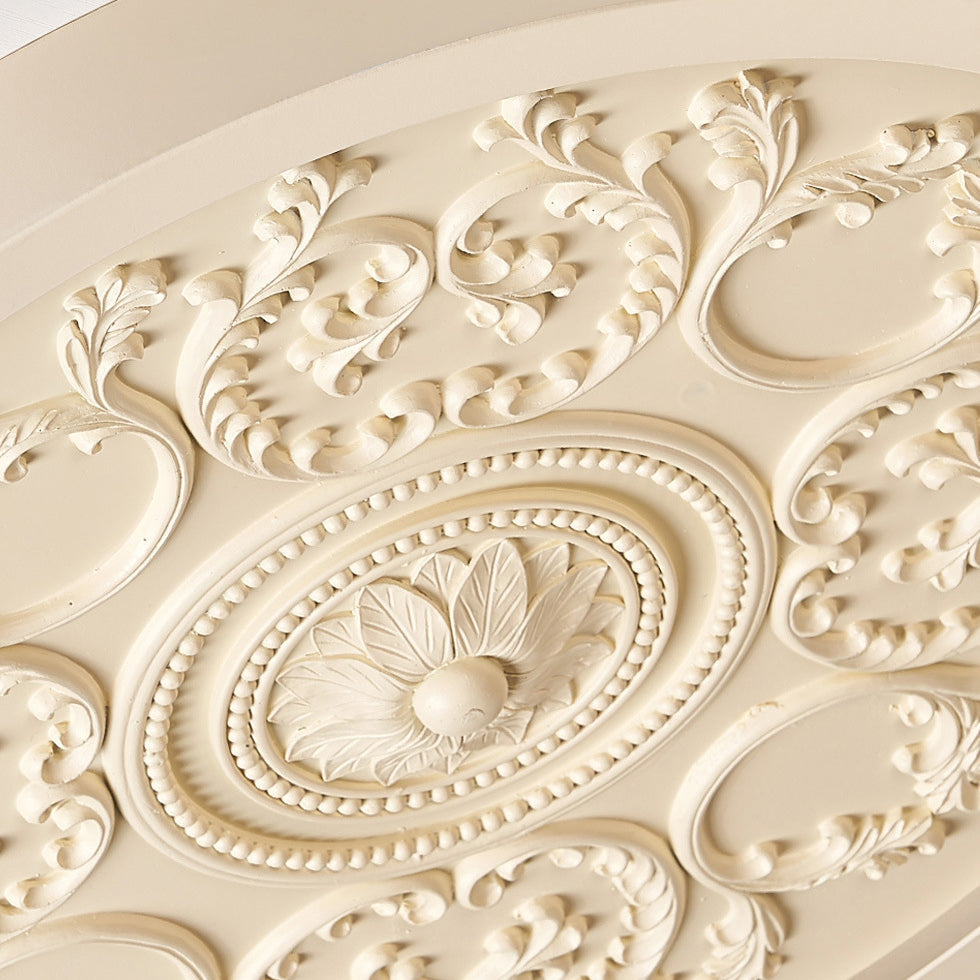 Modern Minimalist Carved Iron, Resin & Acrylic LED Flush Mount Ceiling Light for Bedroom