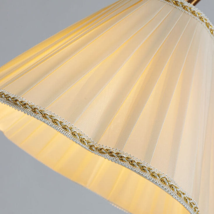 Japanese Vintage Flower Floor Lamp - Solid Wood & Iron with Fabric Shade, 1-Light Standing Lamp