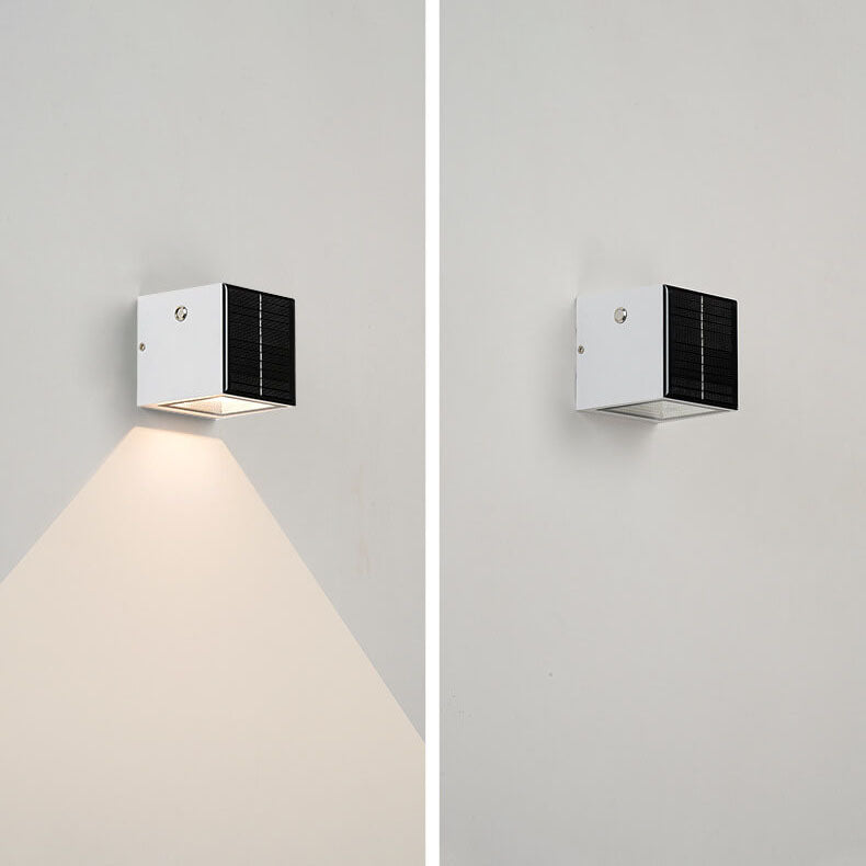 Sleek Black Rectangular Solar LED Outdoor Wall Light — Die-Cast Aluminum