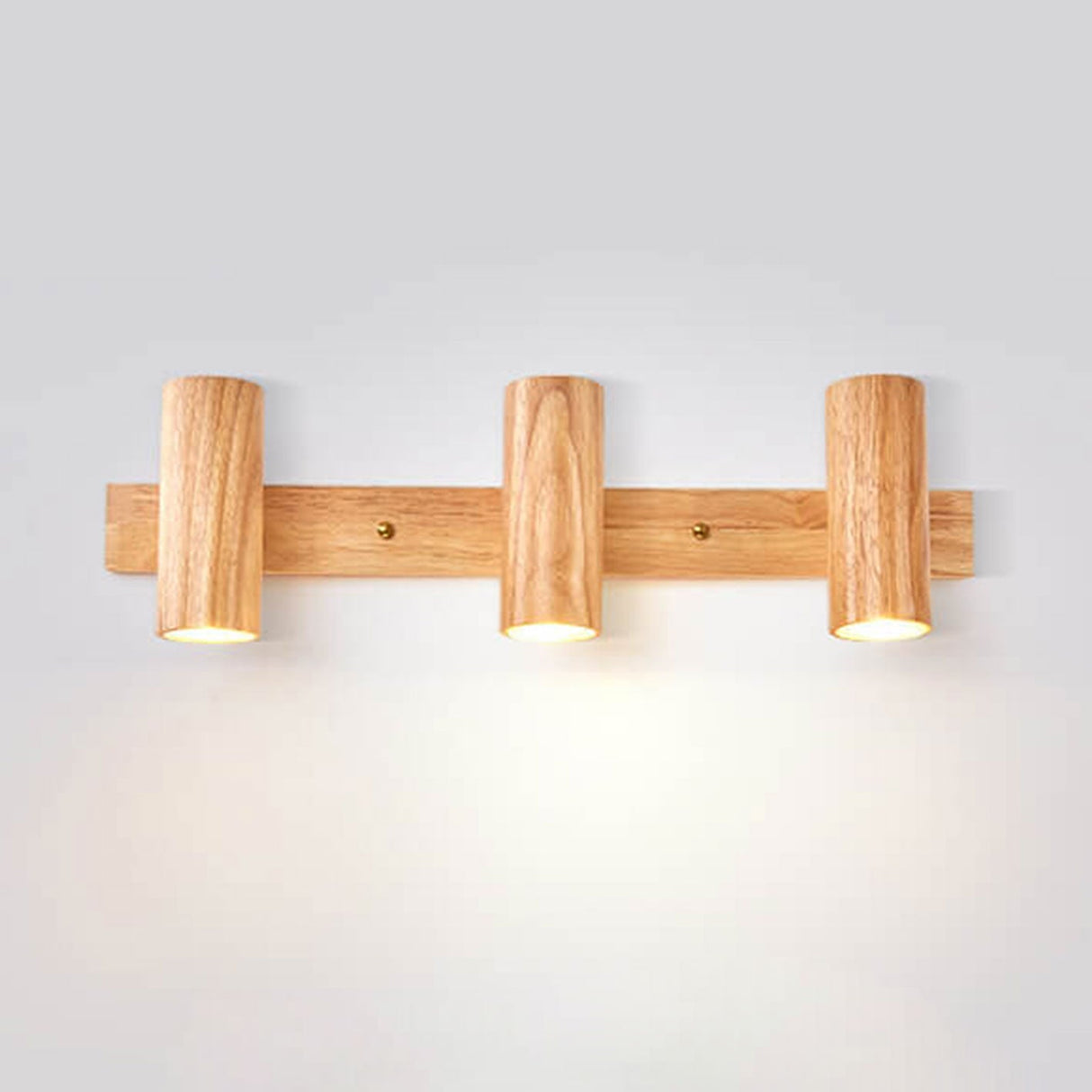Modern Minimalist Wood Track Spotlight Wall Sconce - 1, 2, or 3 Light Heads