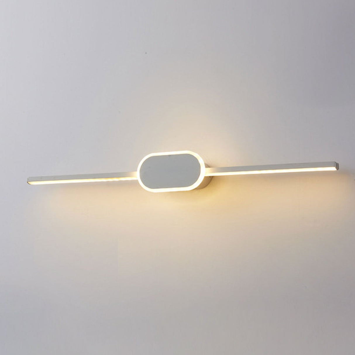 Sleek Modern Minimalist Long-Strip Oval-Base Vanity LED Wall Sconce Lamp
