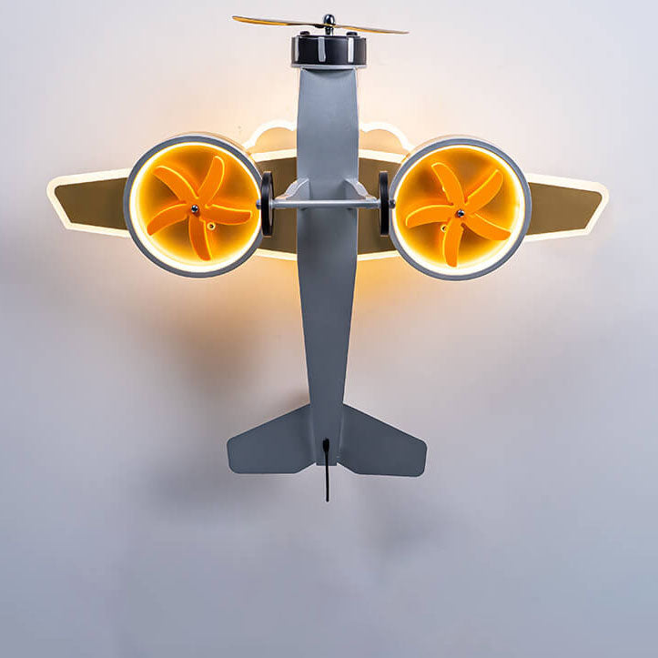Adorable Cartoon Airplane LED Kids Ceiling Light - Iron & Acrylic, Semi-Flush Mount
