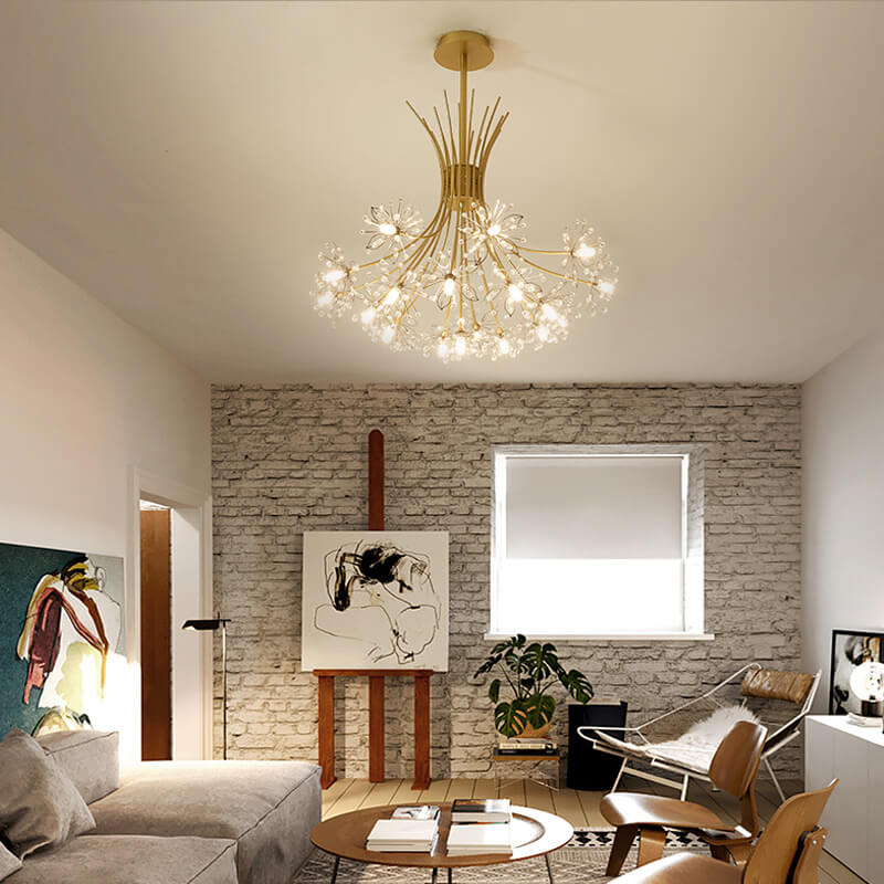 Crystal 13-19 Light Dandelion Shade Chandeliers – Elegant Crystal Pendant Lighting