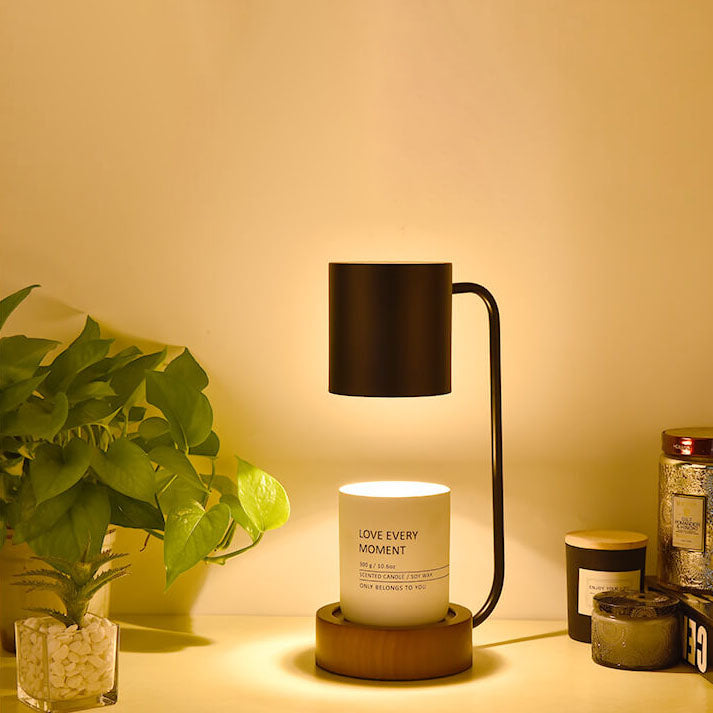 Japanese Minimalist Wooden Table Lamp with Dimmable Light, Timer, and Melting-Wax Glow (1-Light)