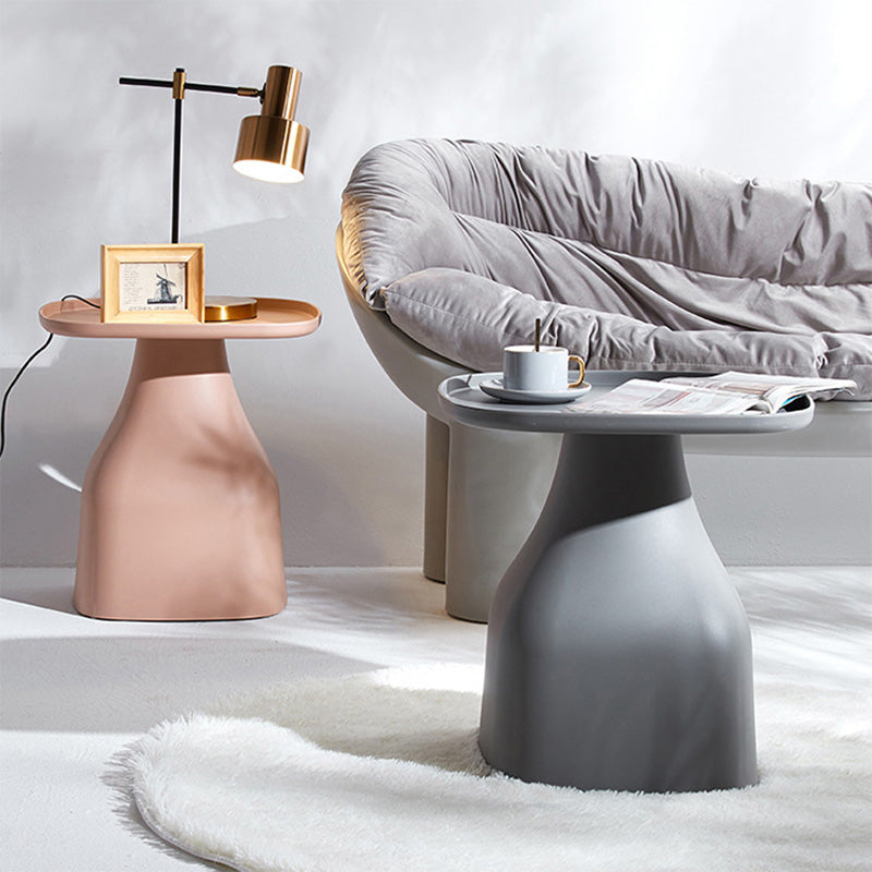 Modern Scandinavian Round Plastic Coffee Table with Sleek Column Base for Living Room