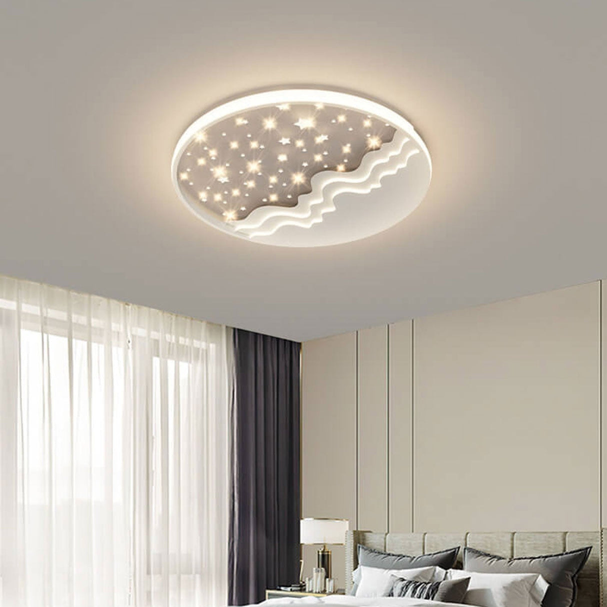 Nordic Modern Star Moon Round Aluminum LED Flush-Mount Ceiling Light