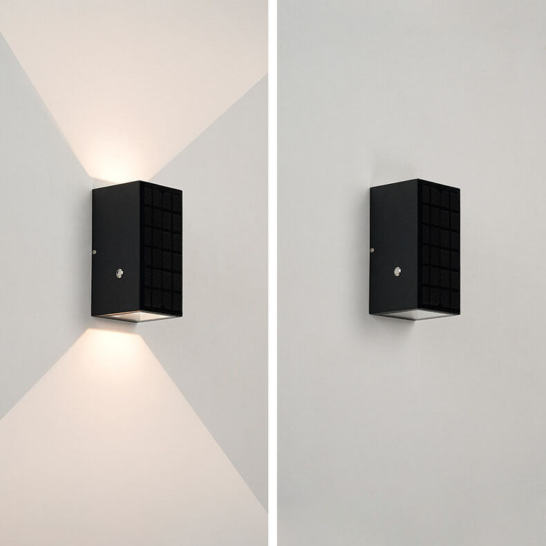 Sleek Black Rectangular Solar LED Outdoor Wall Light — Die-Cast Aluminum