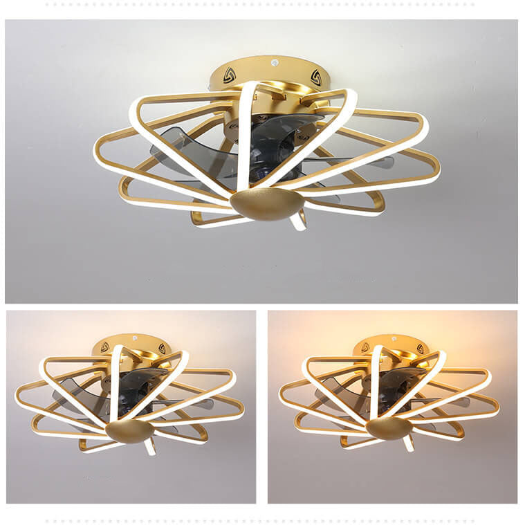 Nordic Cage-Style LED Ceiling Fan Light, Semi-Flush Mount Fixture