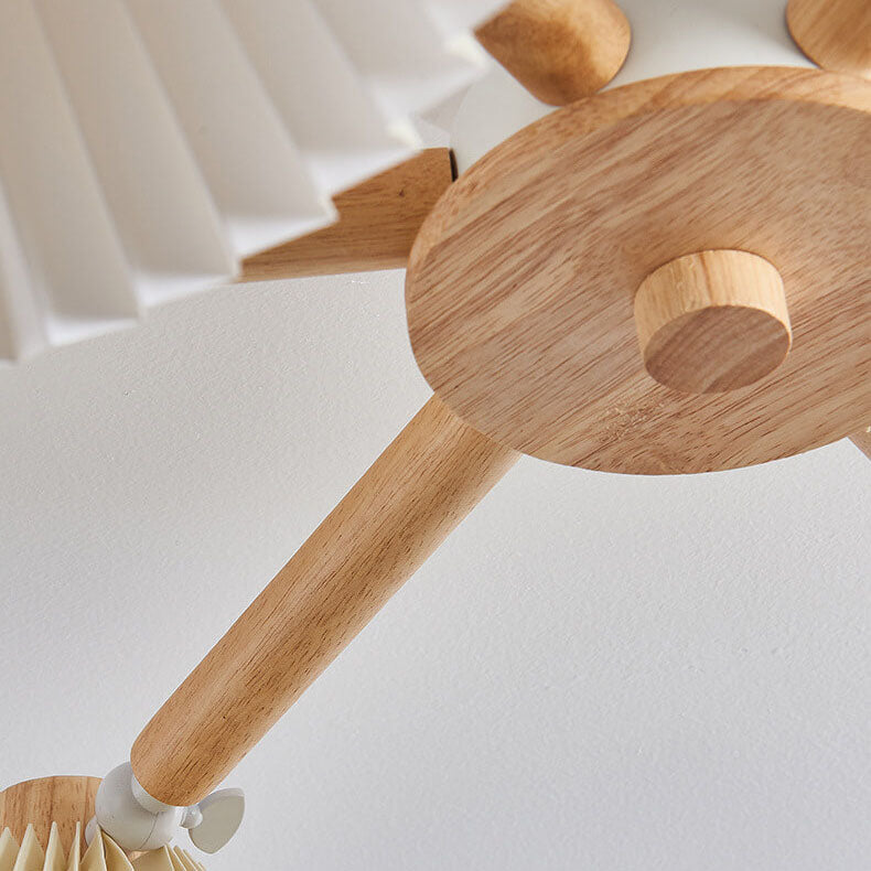Nordic Wood Pleated Shade Semi-Flush Mount Ceiling Light — 3/6/8-Light Configuration