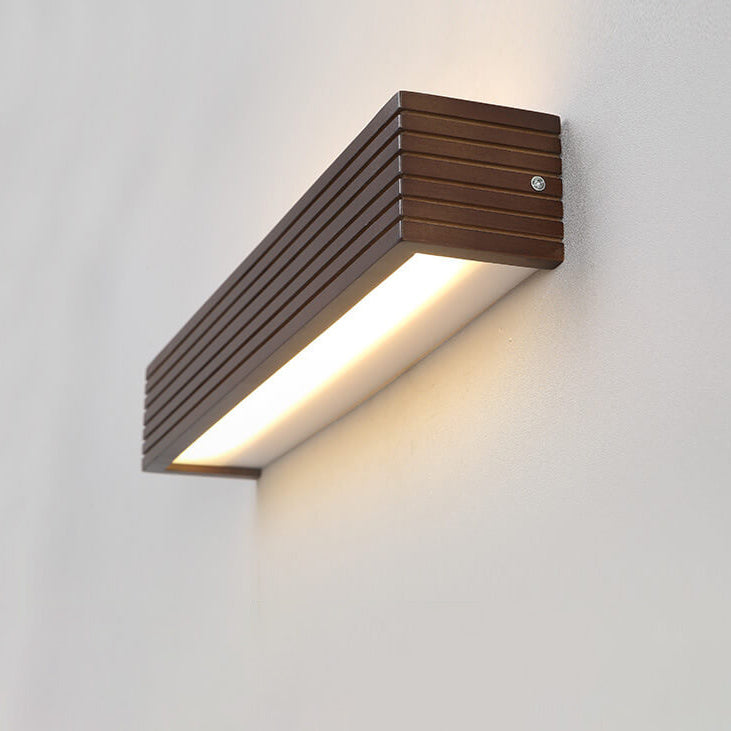 Elegant Modern Chinese Walnut Square Bar Vanity LED Wall Sconce Lamp for Bathroom