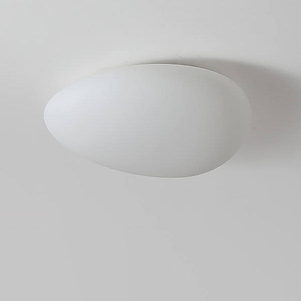 Nordic Minimalist Cobblestone PE Lampshade LED Flush-Mount Ceiling Light, Modern & Energy-Efficient