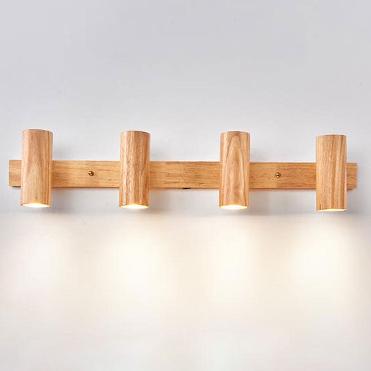 Modern Minimalist Wood Track Spotlight Wall Sconce - 1, 2, or 3 Light Heads