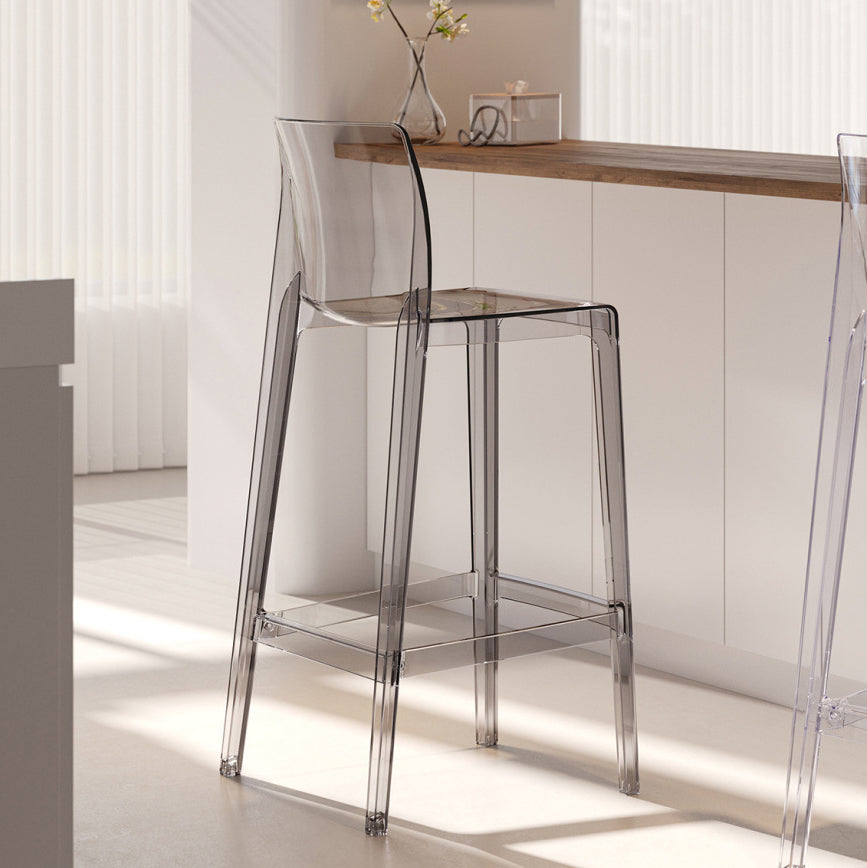 Modern Scandinavian Square Bar Stool with Backrest and Footrest – Ideal Kitchen Seating