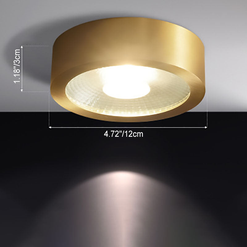 Modern Brass LED Spotlight Flush-Mount Ceiling Light — Cylindrical Design