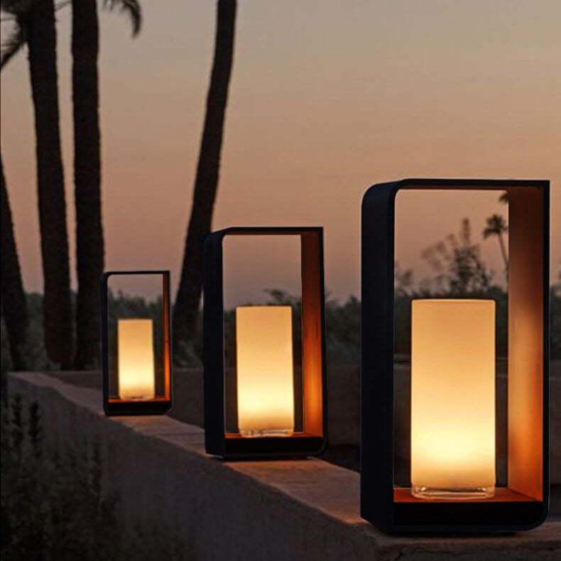 Modern Minimalist Square-Frame LED Landscape Light - Waterproof Stainless Steel & Acrylic for Outdoor Patio & Lawn