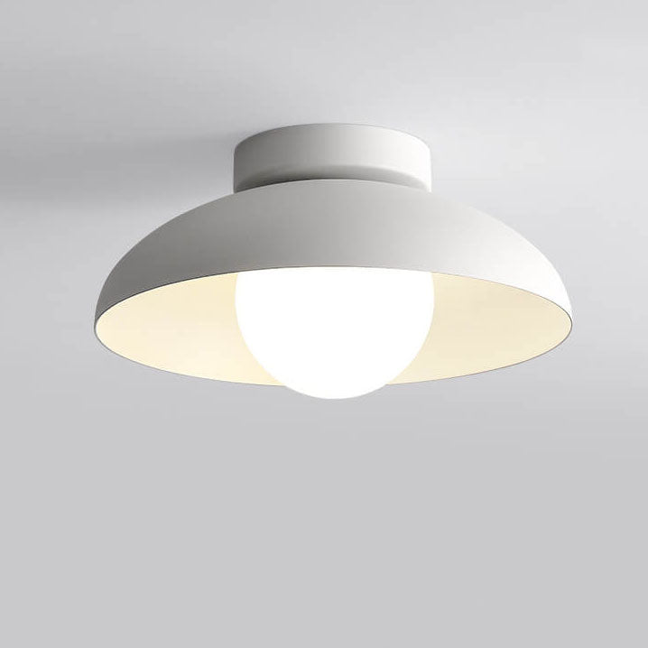 Japanese Wabi-Sabi Iron & Glass 1-Light Semi-Flush Mount Fixture
