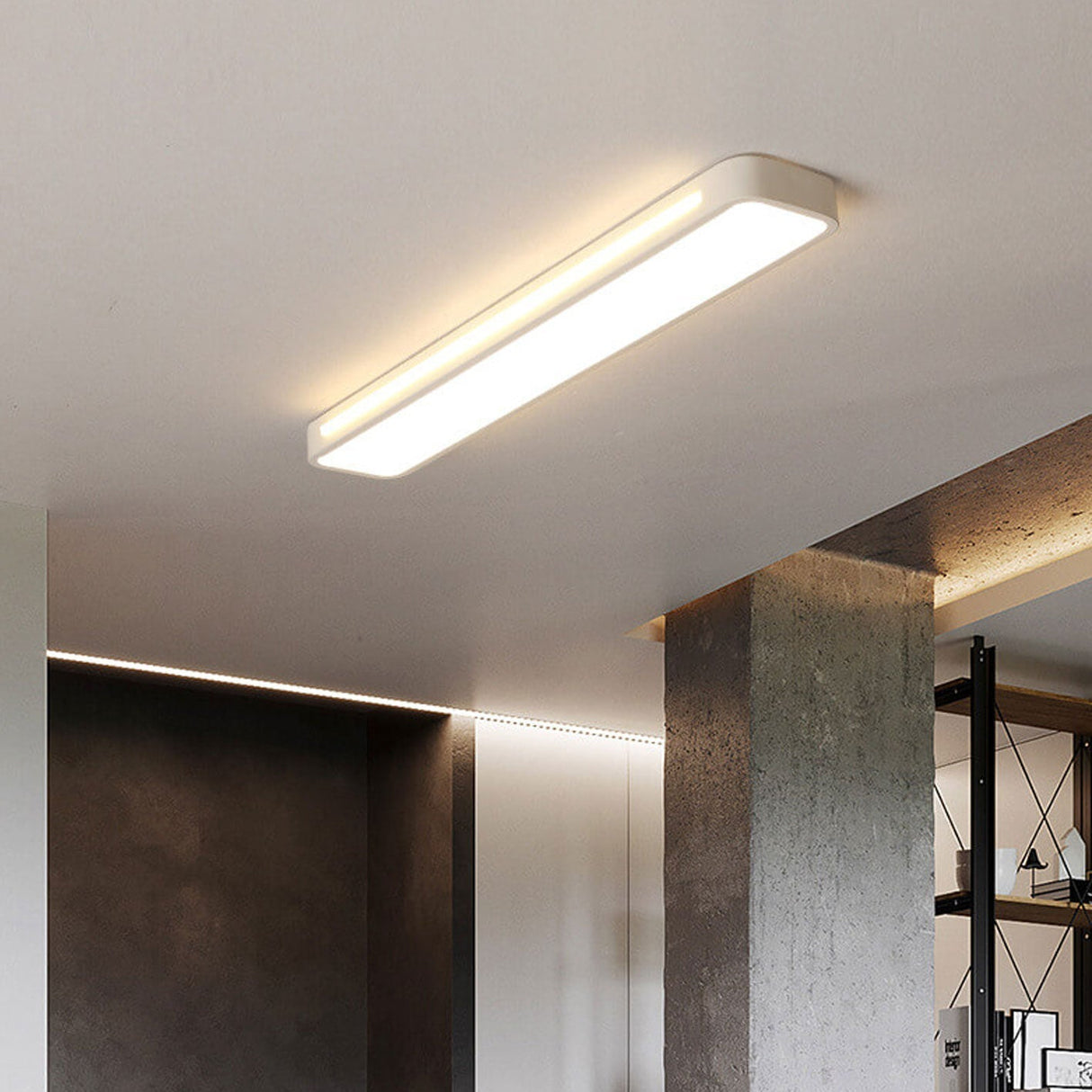 Nordic Minimalist Long LED Flush-Mount Ceiling Light — Sleek, Modern Ceiling Fixture