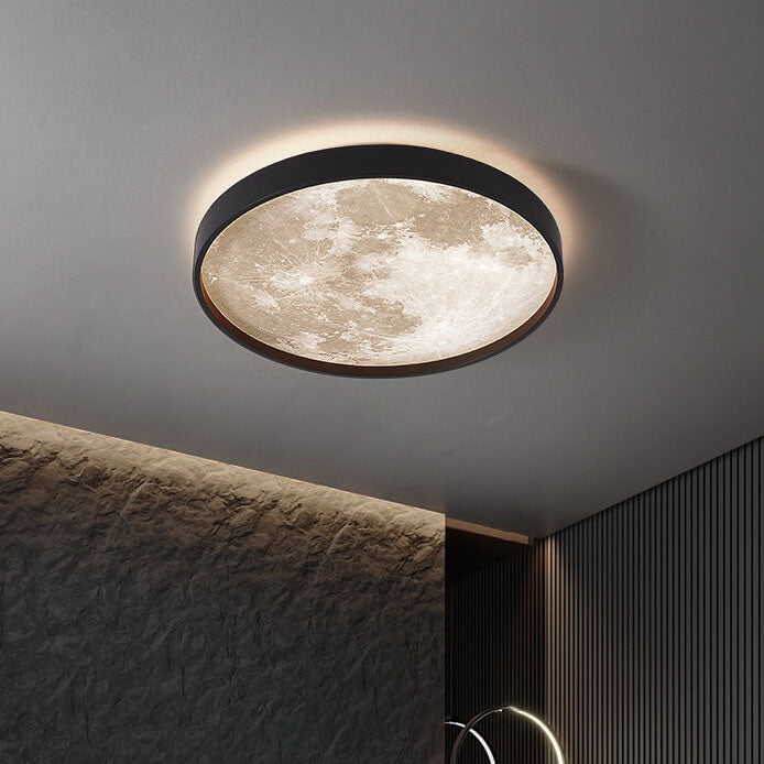 Nordic Moon Round LED Flush Mount Ceiling Light — Creative Minimalist Design with Soft Ambient Glow
