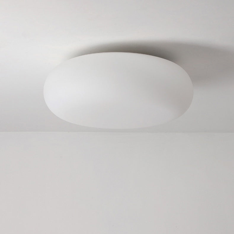 Sleek Modern Minimalist Oval Iron LED Flush Mount Ceiling Light with PE Finish for Bedroom
