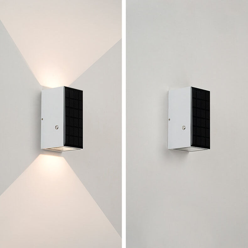 Sleek Black Rectangular Solar LED Outdoor Wall Light — Die-Cast Aluminum
