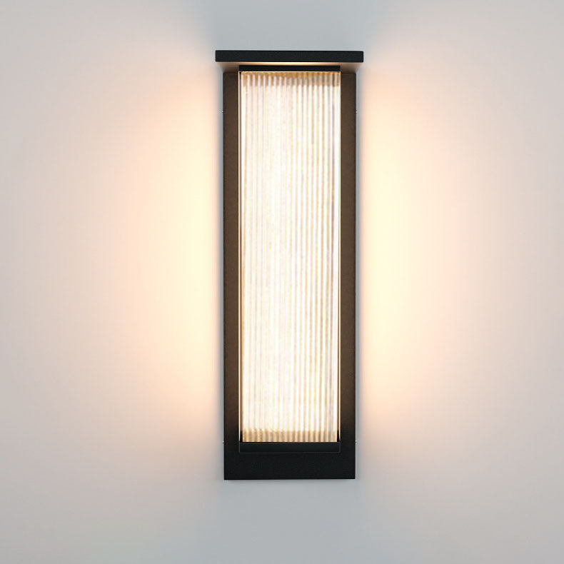 Modern Minimalist Solar LED Outdoor Wall Sconce – Rectangular Stainless Steel & Acrylic, Waterproof Patio Lighting